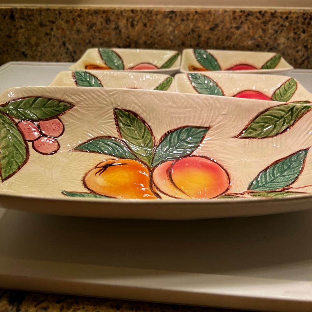 Vibrant Fruit Design Ceramic Serveware Set, Platter 12x6” Dishes 4.5x6” - Picture 13 of 13